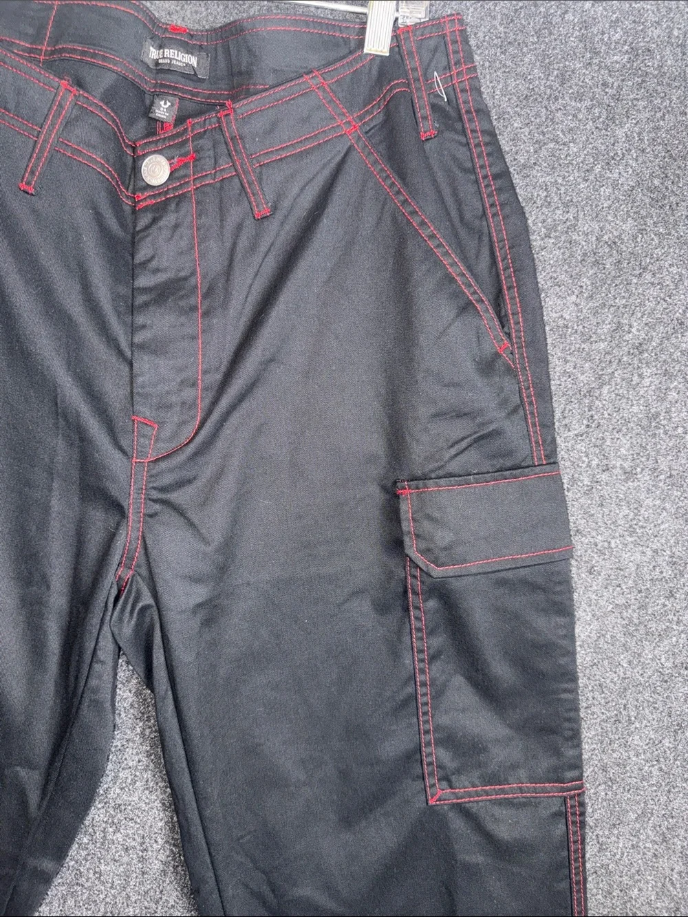 True Religion Men’s Black Jeans with Red Stitching 34X31 NWT